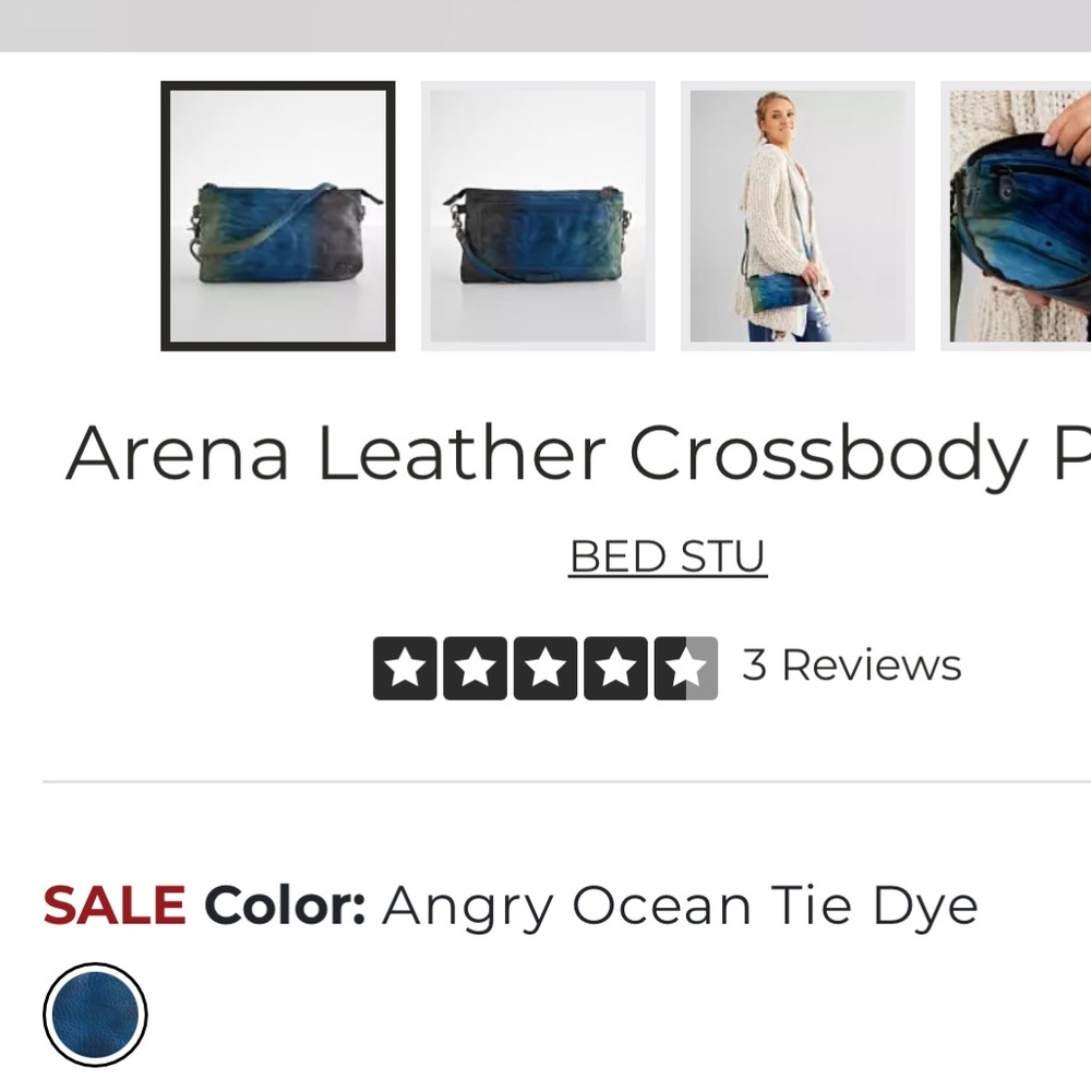 BED|STU Arena Leather Blue and Green Crossbody Bag - Picture 5 of 5